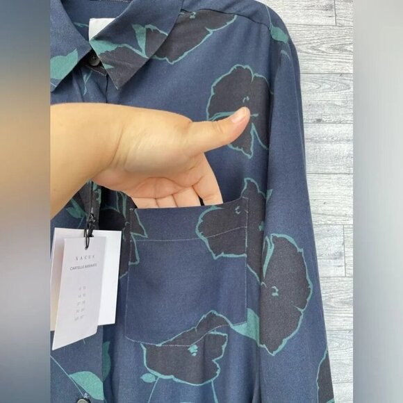 Xacus Art floral button down belted dress size 42/6 - Picture 7 of 14